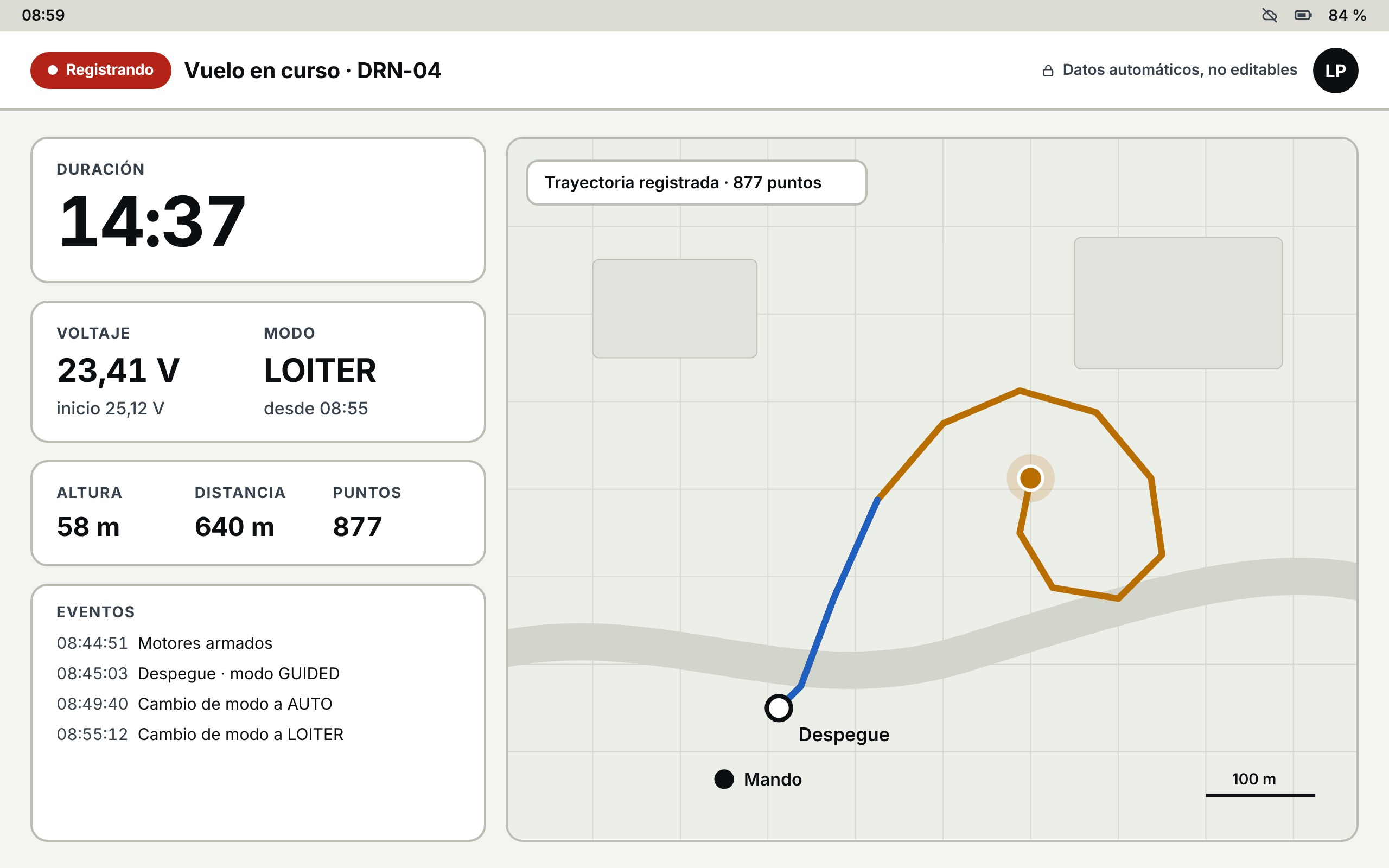 Vuelo en curso — App libro de vuelo